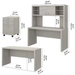 Echo Desk Set With Hutch And Mobile File Cabinet In Pure White - Engineered Wood -CYMAX Sales 2552186 2 L