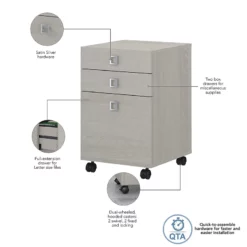 Echo Desk Set With Hutch And Mobile File Cabinet In Pure White - Engineered Wood -CYMAX Sales 2552186 6 L