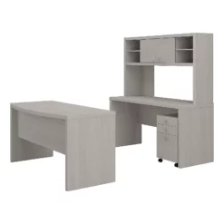 Echo Desk Set With Hutch And Mobile File Cabinet In Pure White - Engineered Wood -CYMAX Sales 2552186 L