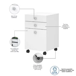Echo Desk Set With Hutch And Mobile File Cabinet In Pure White - Engineered Wood -CYMAX Sales 2552187 6 L