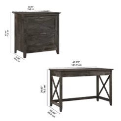 Key West 48W Desk With Lateral File Cabinet In Reclaimed Pine - Engineered Wood -CYMAX Sales 2552194 2 L