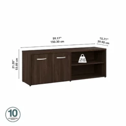 Studio C Low Storage Cabinet With Doors In Storm Gray - Engineered Wood 24 Studio C Low Storage Cabinet With Doors In Storm Gray - Engineered Wood -CYMAX Sales 2552196 2 L 2