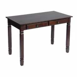 FurnitureR Osmin Wood French Country Writing Desk With 2 Drawers In Brown -CYMAX Sales 2558268 L