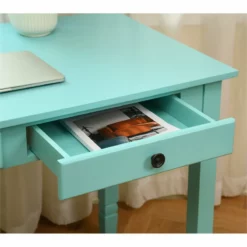 FurnitureR Osmin Wood French Country Writing Desk With 2 Drawers In Brown -CYMAX Sales 2558269 4 L