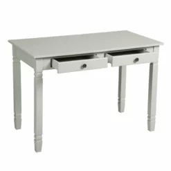 FurnitureR Osmin Wood French Country Writing Desk With 2 Drawers In Brown -CYMAX Sales 2558270 3 L