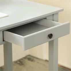 FurnitureR Osmin Wood French Country Writing Desk With 2 Drawers In Brown -CYMAX Sales 2558270 4 L