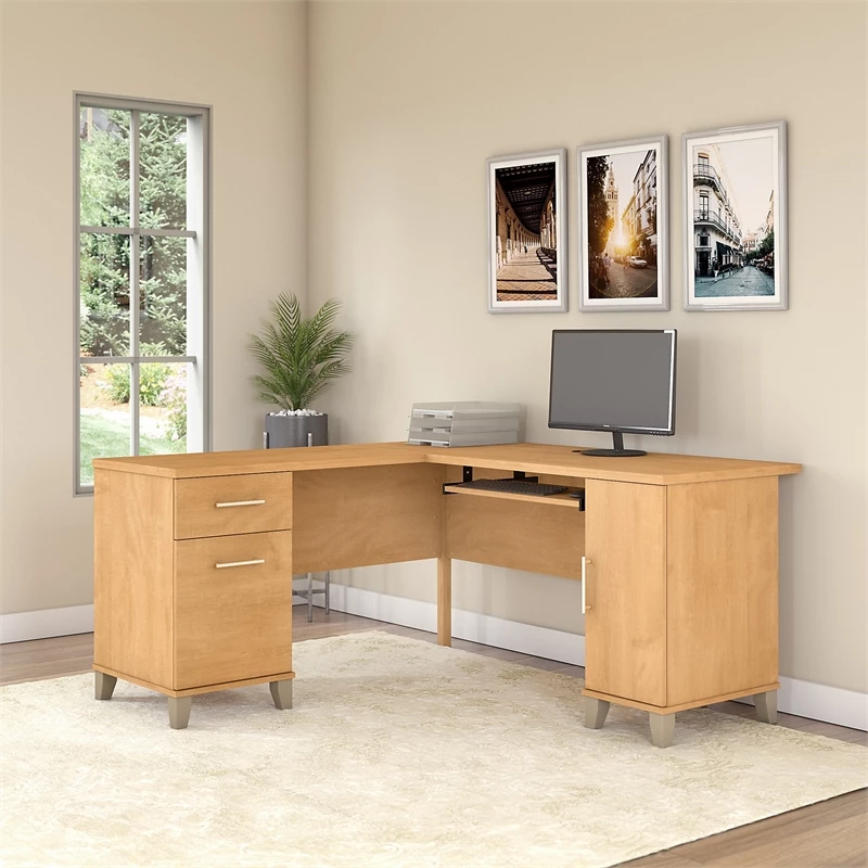 Bush Furniture Somerset 60W L Desk In Maple Cross - Engineered Wood 11 Bush Furniture Somerset 60W L Desk In Maple Cross - Engineered Wood - Image 9