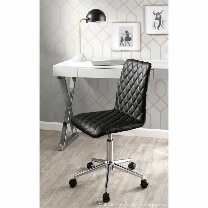LumiSource Caviar Contemporary Metal And PU Leather Office Chair In Black 3 LumiSource Caviar Contemporary Metal And PU Leather Office Chair In Black - Image 2