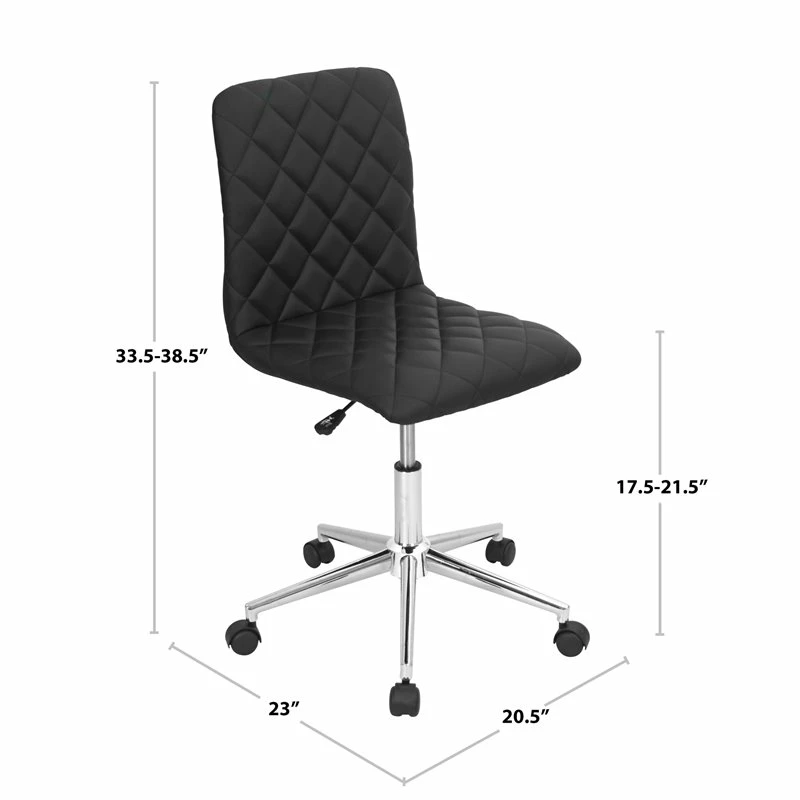LumiSource Caviar Contemporary Metal And PU Leather Office Chair In Black 11 LumiSource Caviar Contemporary Metal And PU Leather Office Chair In Black - Image 10