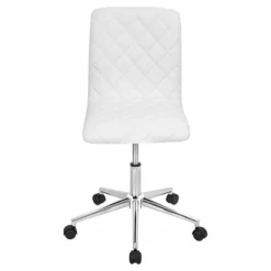 LumiSource Caviar Contemporary Metal And PU Leather Office Chair In White -CYMAX Sales 2561247 2 L