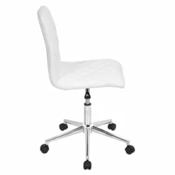 LumiSource Caviar Contemporary Metal And PU Leather Office Chair In White -CYMAX Sales 2561247 3 L