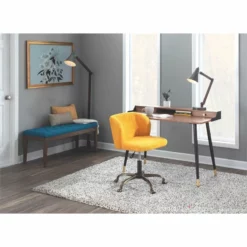 LumiSource Fran Fabric Foam And Painted Steel Task Chair In Antique/Yellow 11 LumiSource Fran Fabric Foam And Painted Steel Task Chair In Antique/Yellow -CYMAX Sales 2561249 1 L