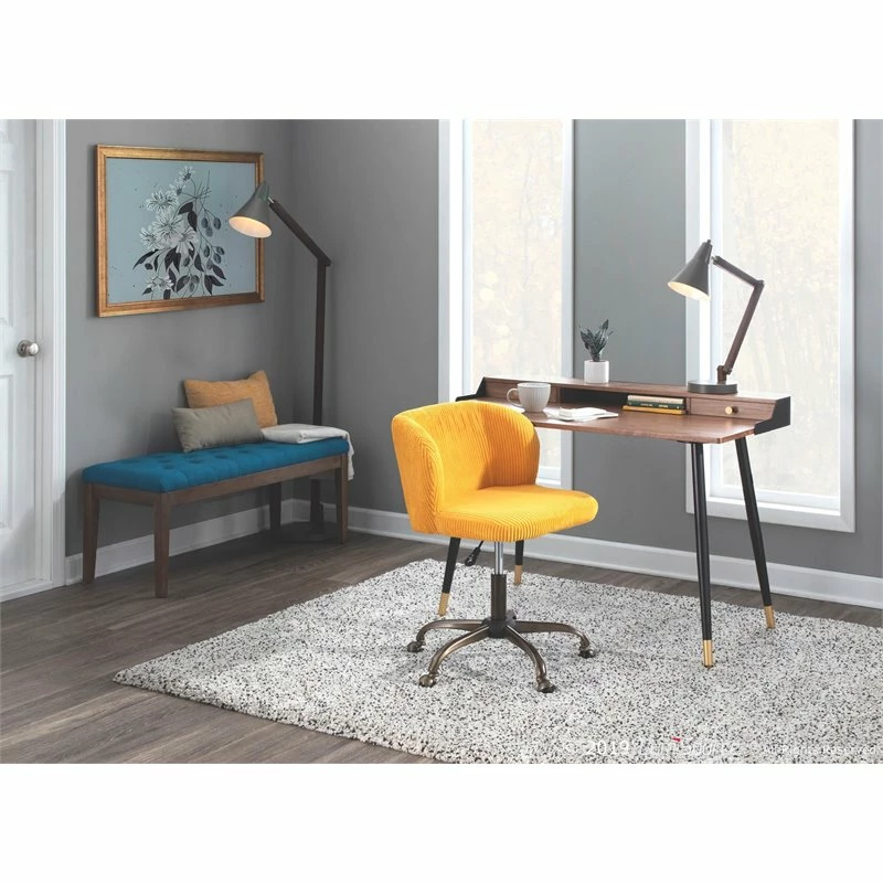 LumiSource Fran Fabric Foam And Painted Steel Task Chair In Antique/Yellow 4 LumiSource Fran Fabric Foam And Painted Steel Task Chair In Antique/Yellow - Image 2