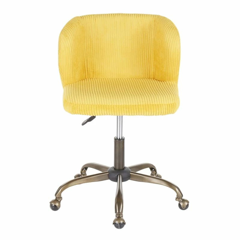 LumiSource Fran Fabric Foam And Painted Steel Task Chair In Antique/Yellow 5 LumiSource Fran Fabric Foam And Painted Steel Task Chair In Antique/Yellow - Image 3
