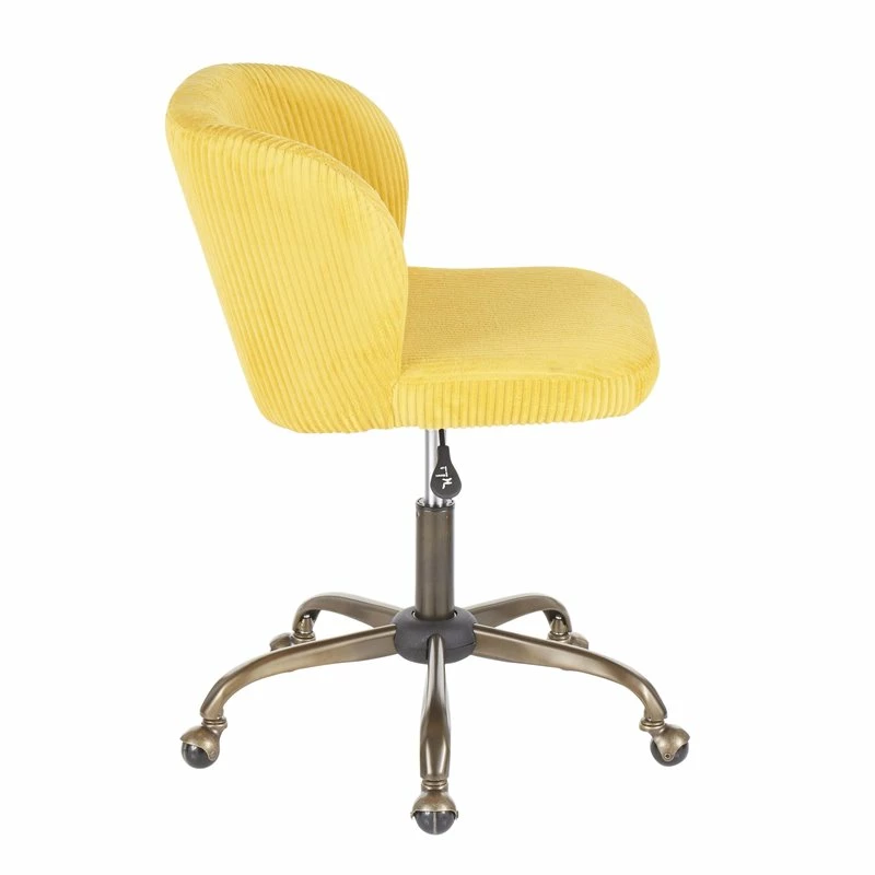 LumiSource Fran Fabric Foam And Painted Steel Task Chair In Antique/Yellow 6 LumiSource Fran Fabric Foam And Painted Steel Task Chair In Antique/Yellow - Image 4