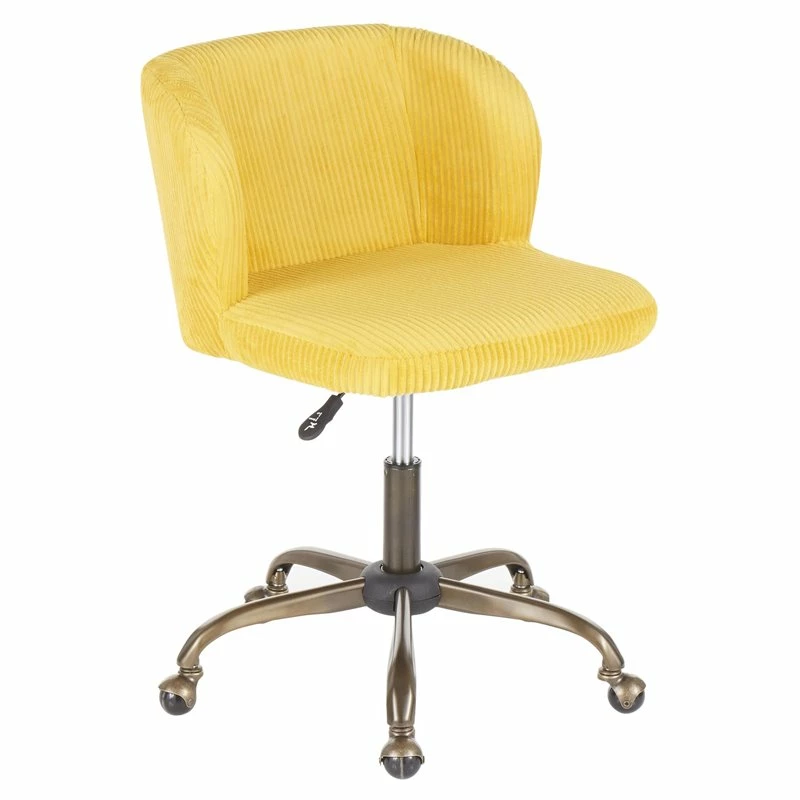 LumiSource Fran Fabric Foam And Painted Steel Task Chair In Antique/Yellow 3 LumiSource Fran Fabric Foam And Painted Steel Task Chair In Antique/Yellow