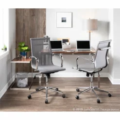 LumiSource Mirage Mesh Fabric And Metal Office Chair In Chrome/Silver -CYMAX Sales 2561262 1 L