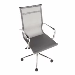 LumiSource Mirage Mesh Fabric And Metal Office Chair In Chrome/Silver -CYMAX Sales 2561262 6 L