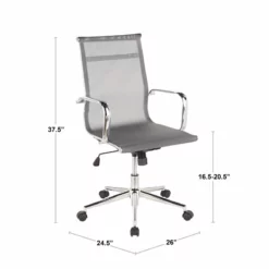 LumiSource Mirage Mesh Fabric And Metal Office Chair In Chrome/Silver -CYMAX Sales 2561262 8 L