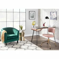 LumiSource Tania Velvet Fabric And Painted Steel Task Chair In Gold/Pink -CYMAX Sales 2561265 10 L
