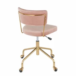 LumiSource Tania Velvet Fabric And Painted Steel Task Chair In Gold/Pink -CYMAX Sales 2561265 4 L