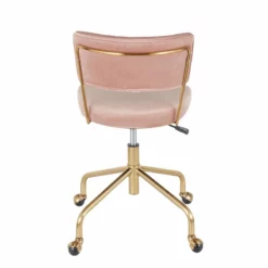 LumiSource Tania Velvet Fabric And Painted Steel Task Chair In Gold/Pink -CYMAX Sales 2561265 5 L