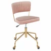 LumiSource Tania Velvet Fabric And Painted Steel Task Chair In Gold/Pink -CYMAX Sales 2561265 L