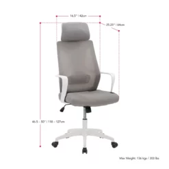 UrbanPro Fabric Mesh Back Office Chair In Gray And White -CYMAX Sales 2561820 5 L