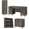 Home Square 4-Piece Set With Desk Base Storage Cabinet Hutch & Cabinet With File -CYMAX Sales 2564173 L