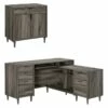 Home Square 2-Piece Set With L-Shaped Desk & Base Storage Cabinet In Jet Acacia