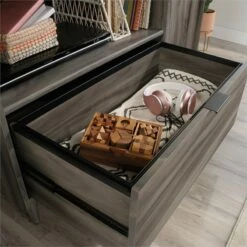 Home Square 3-Piece Set With Desk Credenza For TVs & Cabinet With File -CYMAX Sales 2564178 17 L