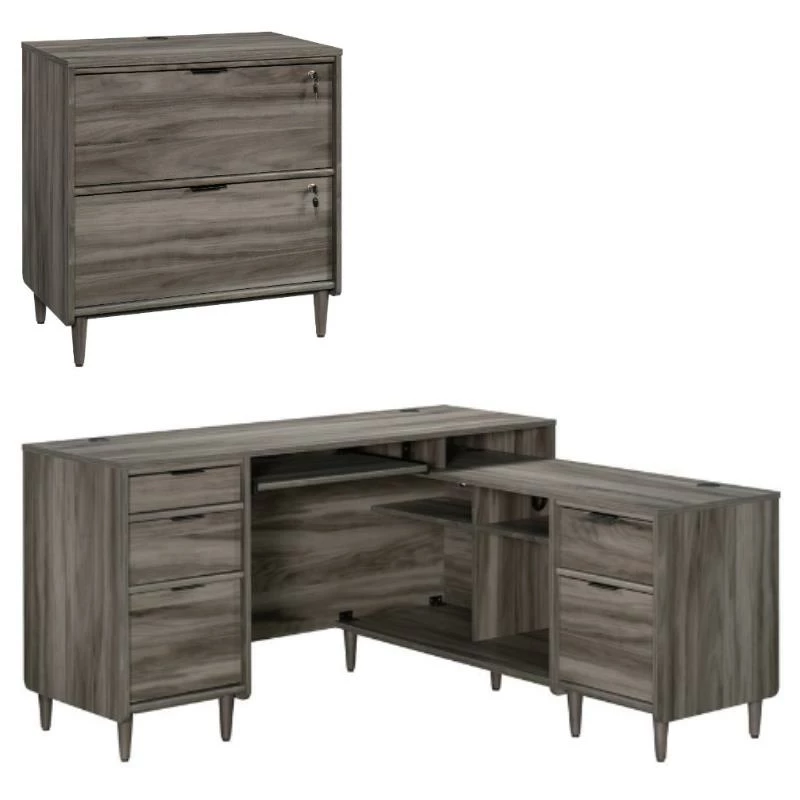 Home Square 2-Piece Set With L-Shaped Desk & Lateral File Cabinet In Jet Acacia 3 Home Square 2-Piece Set With L-Shaped Desk & Lateral File Cabinet In Jet Acacia