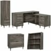 Home Square 4-Piece Set With Desk Lateral File Cabinet Hutch & Narrow Cabinet