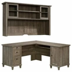 Home Square 2-Piece Set With Hutch & L-Shape Computer Desk In Emery Oak