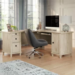 Home Square 2-Piece Set With L-Shaped Desk & Library Base In Chalk Oak -CYMAX Sales 2565376 7 L