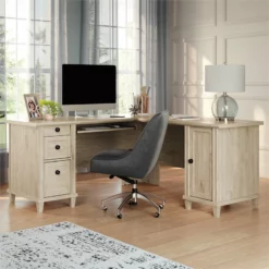 Home Square 2-Piece Set With L-Shaped Desk & Library Base In Chalk Oak -CYMAX Sales 2565376 8 L