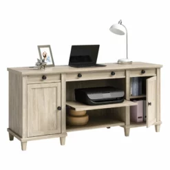 Home Square 2-Piece Set With Credenza Desk & Hutch In Chalked Oak -CYMAX Sales 2565692 16 L