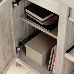 Home Square 2-Piece Set With Credenza Desk & Hutch In Chalked Oak -CYMAX Sales 2565692 4 L