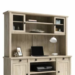 Home Square 2-Piece Set With Credenza Desk & Hutch In Chalked Oak -CYMAX Sales 2565692 5 L