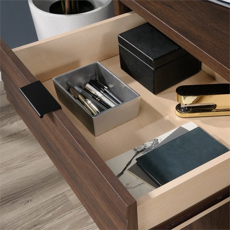 Home Square 2-Piece Set With L-Shaped Desk & Office Credenza In Spiced Mahogany 13 Home Square 2-Piece Set With L-Shaped Desk & Office Credenza In Spiced Mahogany - Image 11