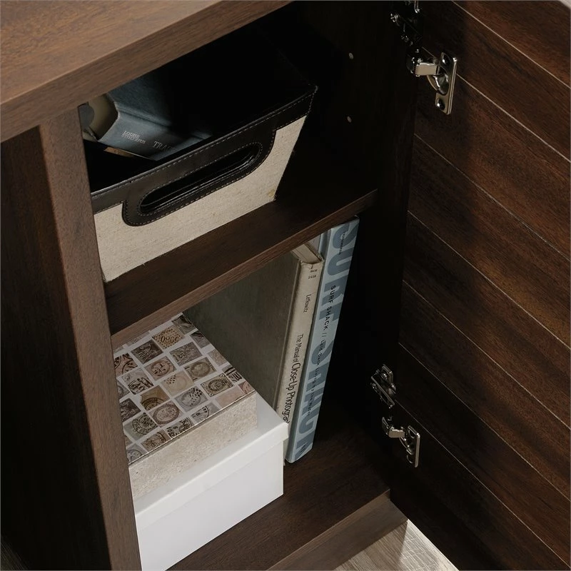 Home Square 2-Piece Set With L-Shaped Desk & Office Credenza In Spiced Mahogany 6 Home Square 2-Piece Set With L-Shaped Desk & Office Credenza In Spiced Mahogany - Image 4