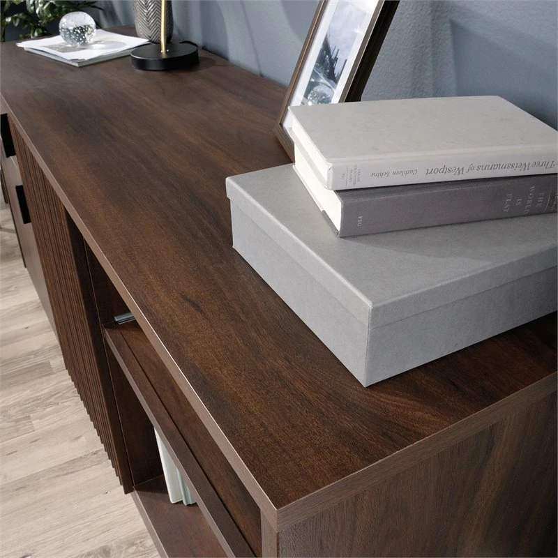 Home Square 2-Piece Set With L-Shaped Desk & Office Credenza In Spiced Mahogany 7 Home Square 2-Piece Set With L-Shaped Desk & Office Credenza In Spiced Mahogany - Image 5