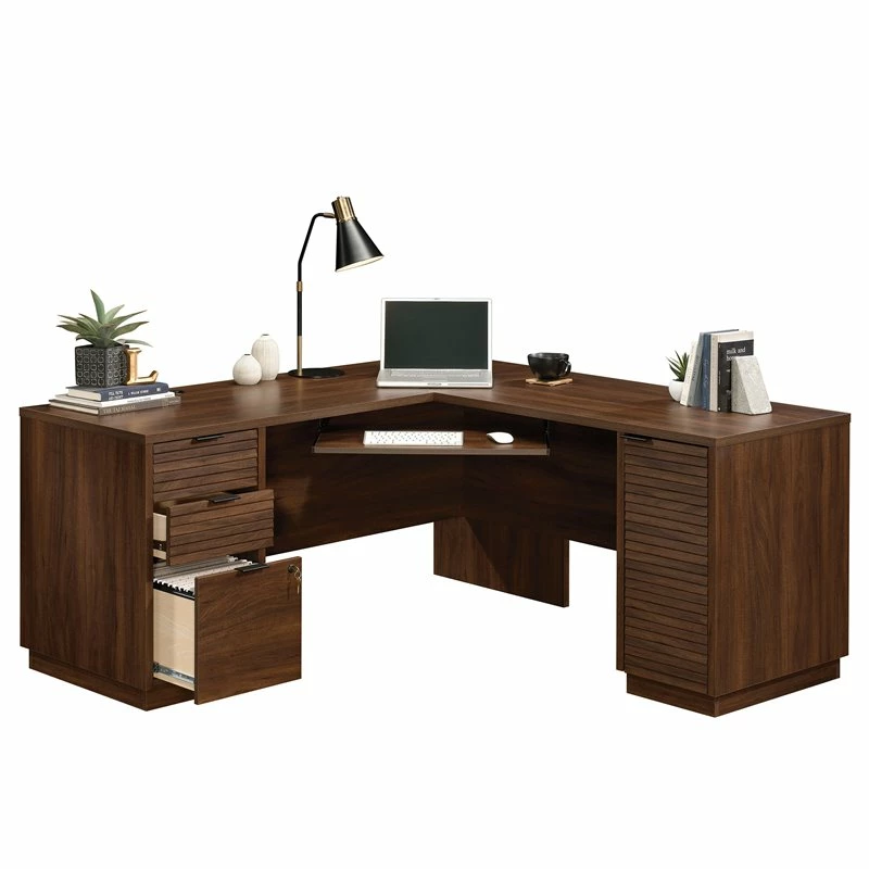 Home Square 2-Piece Set With L-Shaped Desk & Office Credenza In Spiced Mahogany 12 Home Square 2-Piece Set With L-Shaped Desk & Office Credenza In Spiced Mahogany - Image 10