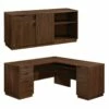 Home Square 2-Piece Set With L-Shaped Desk & Office Credenza In Spiced Mahogany -CYMAX Sales 2565695 L