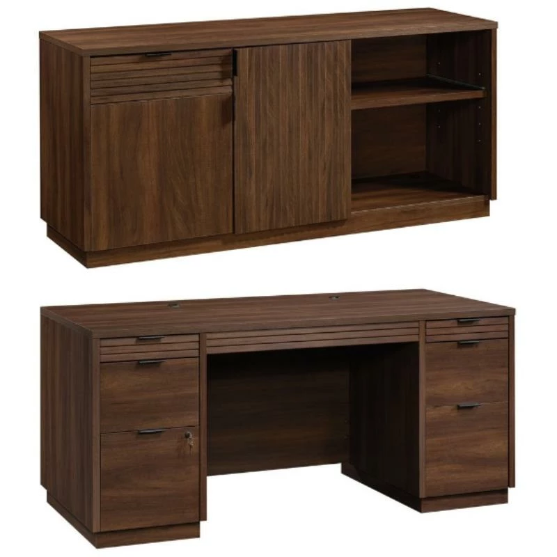 Home Square 2-Piece Set With Executive Desk & Office Credenza In Spiced Mahogany 3 Home Square 2-Piece Set With Executive Desk & Office Credenza In Spiced Mahogany