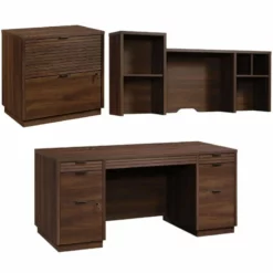 Home Square 3-Piece Set With Executive Desk & Hutch & Lateral File
