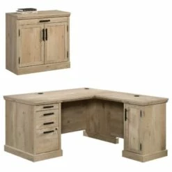 Home Square 2-Piece Set With 60" L-Shaped Desk & Utility Stand Library Base