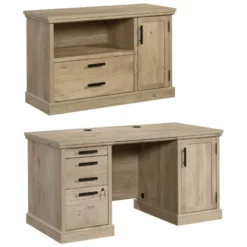 Home Square 2-Piece Set With Double Pedestal Desk & Small Filing Cabinet
