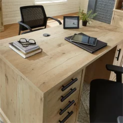 Home Square 2-Piece Set With Double Pedestal Desk & Utility Stand Library Base -CYMAX Sales 2568623 19 L