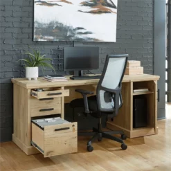 Home Square 2-Piece Set With Space Credenza Desk & Utility Stand Library Base -CYMAX Sales 2568626 11 L